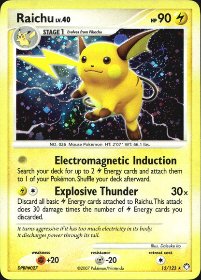 Raichu 15/123 Holo Rare Mysterious Treasures Pokemon Near Mint