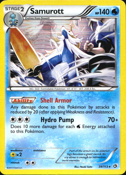 Samurott 39/113 Holo Rare Legendary Treasures Pokemon Near Mint