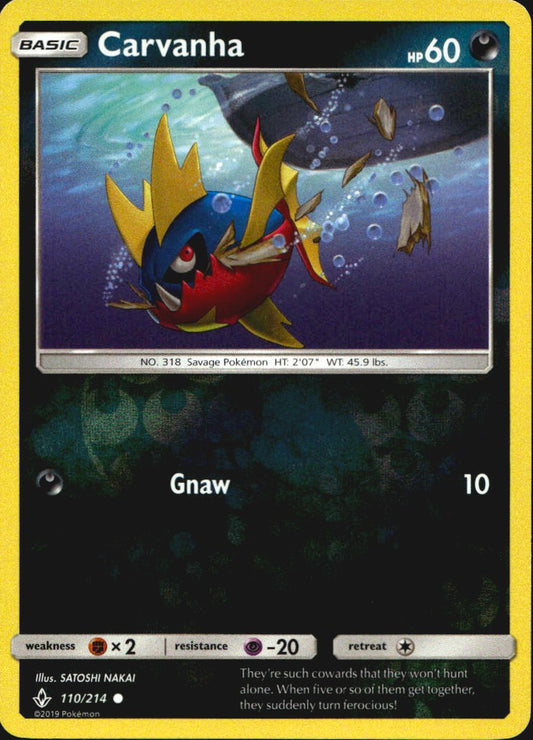 Carvanha 110/214 Common Unbroken Bonds Pokemon Reverse Holo Near Mint