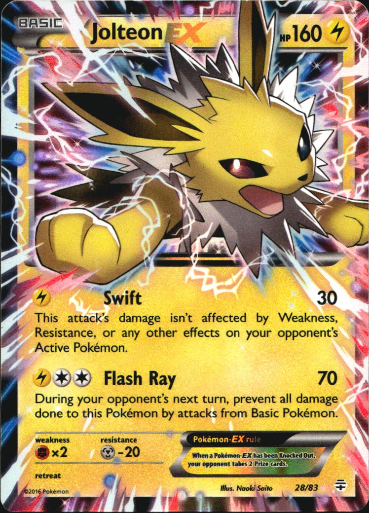 Jolteon EX 28/83 Holo Rare EX Generations Pokemon Near Mint