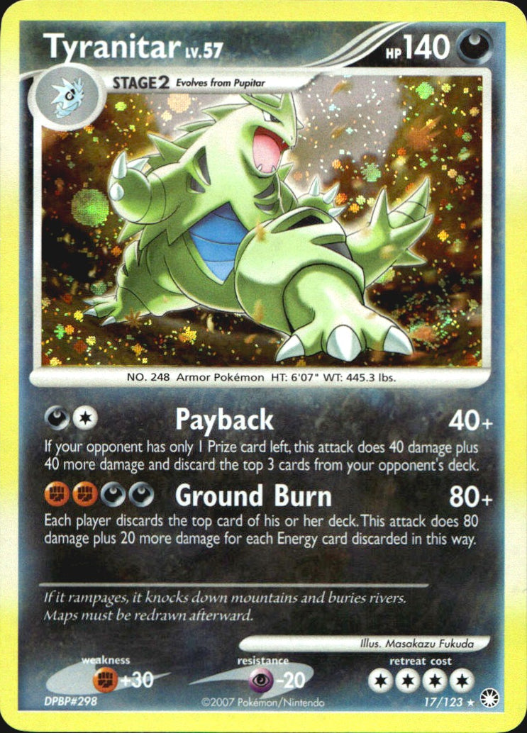 Tyranitar 17/123 Holo Rare Mysterious Treasures Pokemon Near Mint