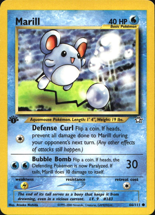Marill 66/111 Common Neo Genesis Pokemon 1st Edition Near Mint