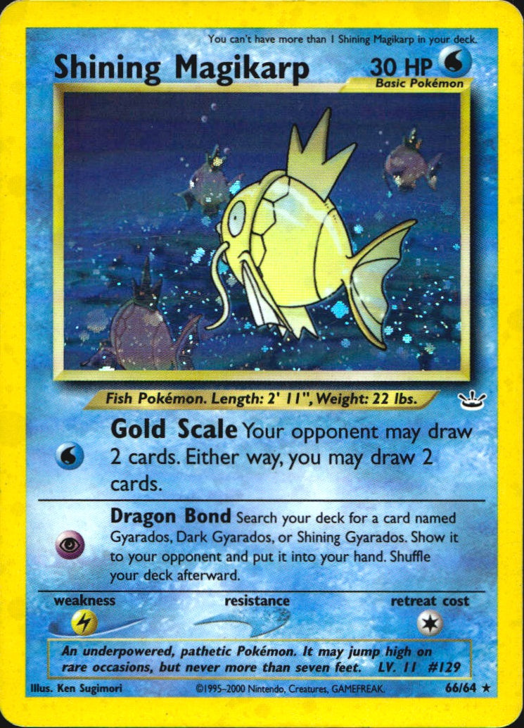 Shining Magikarp 66/64 Rare Shining Neo Revelation Pokemon Moderately Played