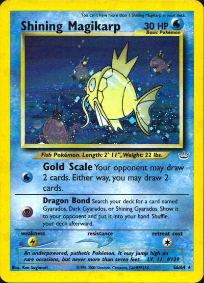 Shining Magikarp 66/64 Rare Shining Neo Revelation Pokemon Moderately Played