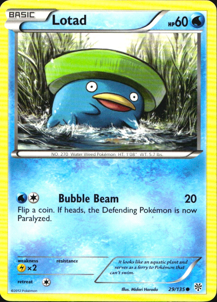 Lotad 29/135 Common Plasma Storm Pokemon Near Mint