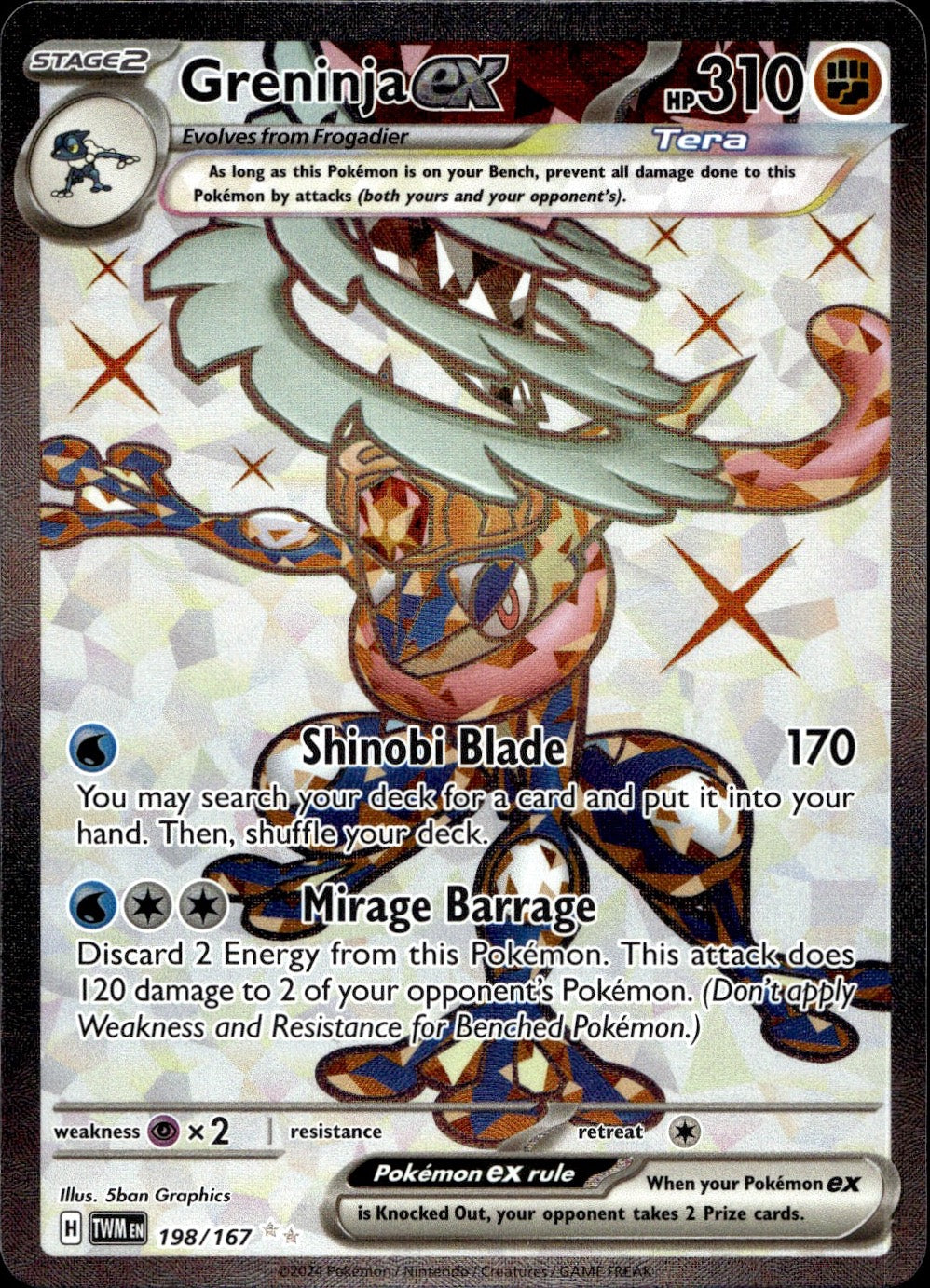 Greninja ex 198/167 Ultra Rare Twilight Masquerade Pokemon Near Mint