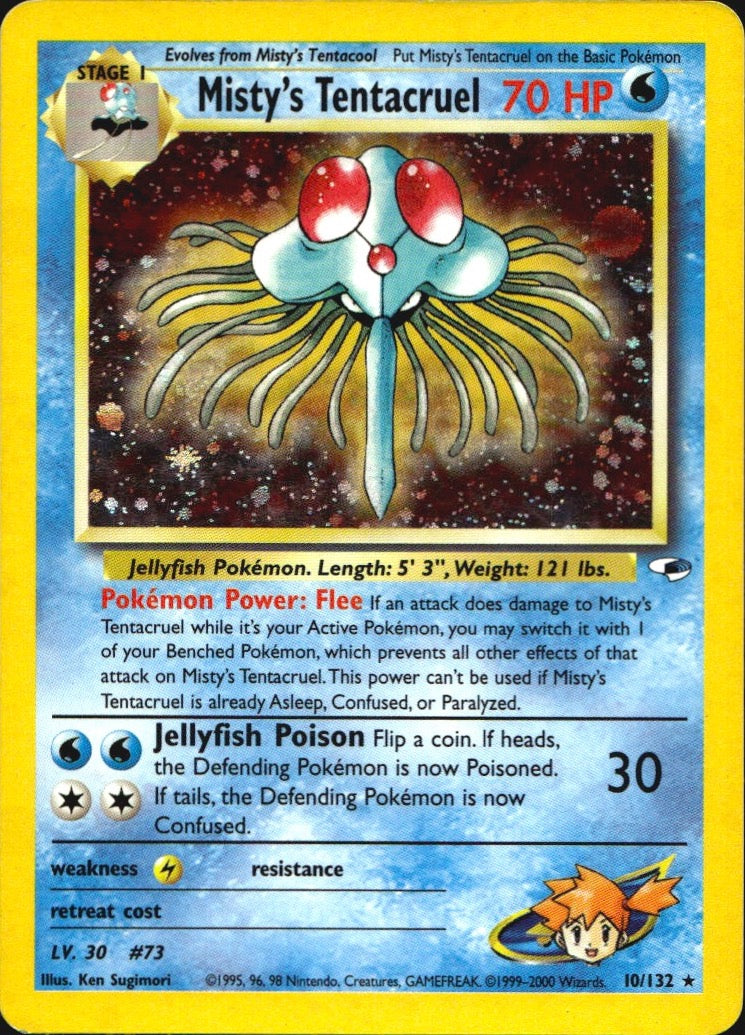 Misty's Tentacruel 10/132 Holo Rare Gym Heroes Pokemon Moderately Played