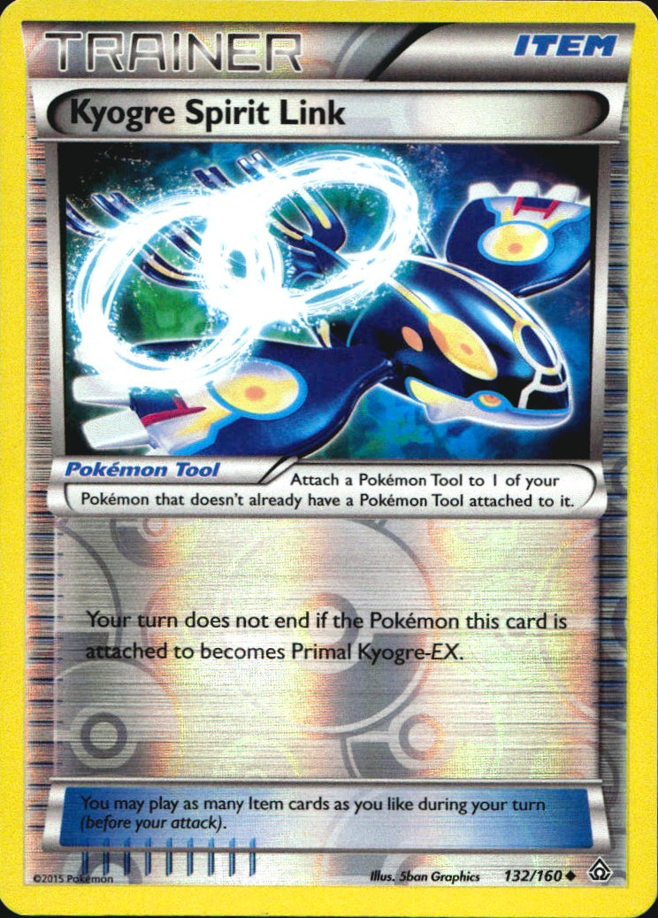 Kyogre Spirit Link 132/160 Uncommon Primal Clash Pokemon Reverse Holo Near Mint