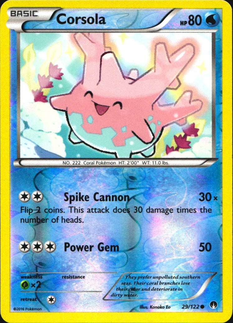 Corsola 29/122 Common BREAKpoint Pokemon Reverse Holo Near Mint