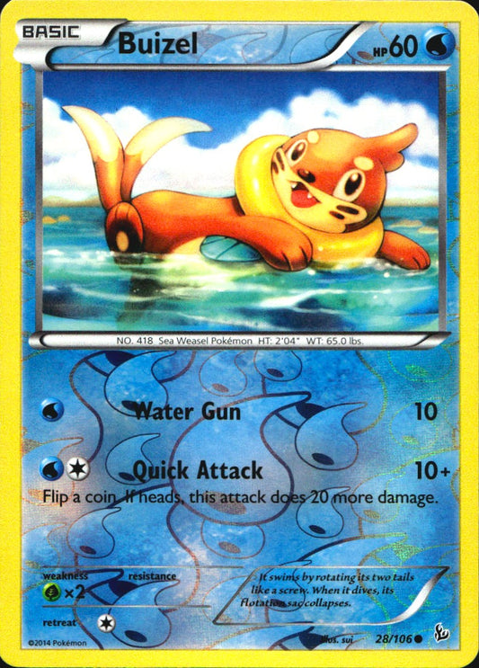 Buizel 28/106 Common Flashfire Pokemon Reverse Holo Near Mint
