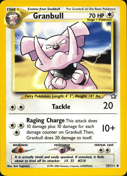Granbull 37/111 Uncommon Neo Genesis Pokemon Near Mint