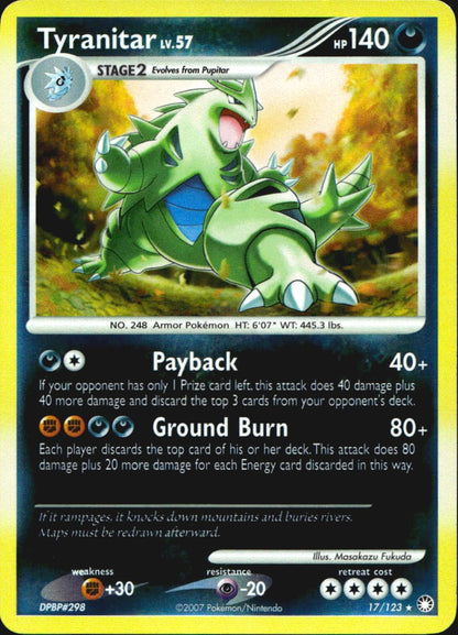 Tyranitar 17/123 Mysterious Treasures Pokemon Reverse Holo Near Mint