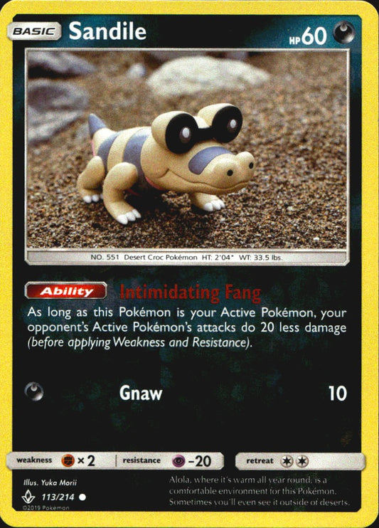 Sandile 113/214 Common Unbroken Bonds Pokemon Reverse Holo Near Mint