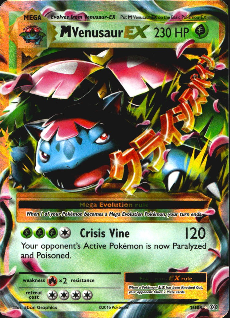 M Venusaur EX 2/108 Holo EX Rare Evolutions Pokemon Near Mint