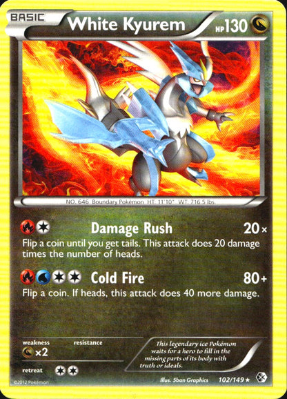White Kyurem 102/149 Rare Boundaries Crossed Pokemon Near Mint