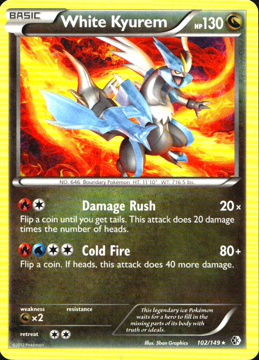 White Kyurem 102/149 Rare Boundaries Crossed Pokemon Near Mint