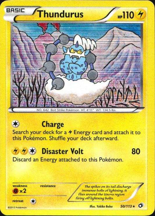 Thundurus 50/113 Holo Rare Legendary Treasures Pokemon Near Mint