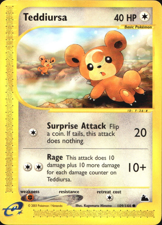 Teddiursa 109/144 Common Skyridge Pokemon Near Mint