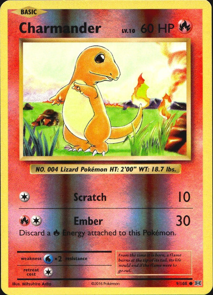 Charmander 9/108 Common Evolutions Pokemon Reverse Holo Near Mint