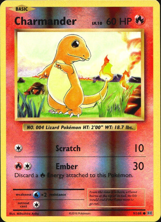 Charmander 9/108 Common Evolutions Pokemon Reverse Holo Near Mint