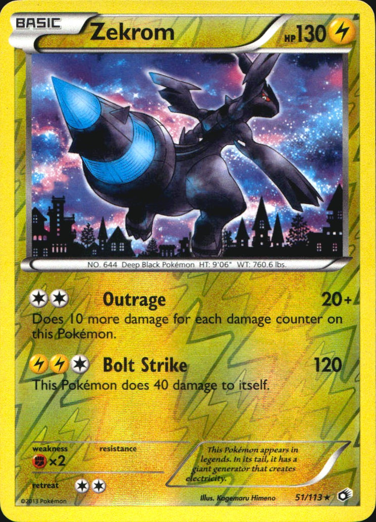 Zekrom 51/113 Holo Rare Legendary Treasures Pokemon Reverse Holo Near Mint