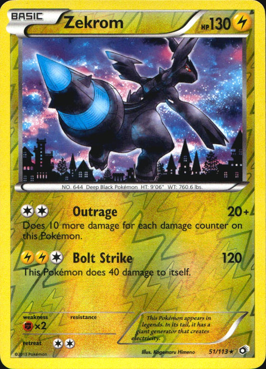 Zekrom 51/113 Holo Rare Legendary Treasures Pokemon Reverse Holo Near Mint