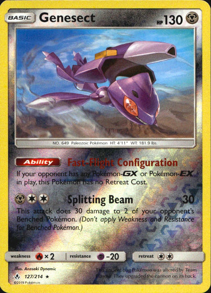 Genesect 127/214 Rare Unbroken Bonds Pokemon Reverse Holo Near Mint