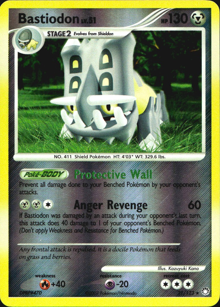 Bastiodon 21/123 Rare Mysterious Treasures Pokemon Reverse Holo Near Mint