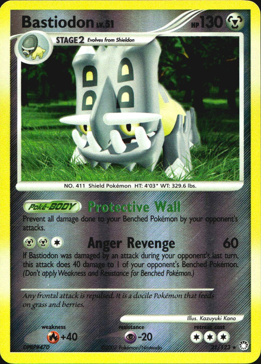 Bastiodon 21/123 Rare Mysterious Treasures Pokemon Reverse Holo Near Mint