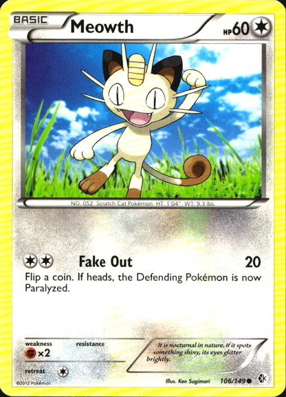 Meowth 106/149 Common Boundaries Crossed Pokemon Near Mint