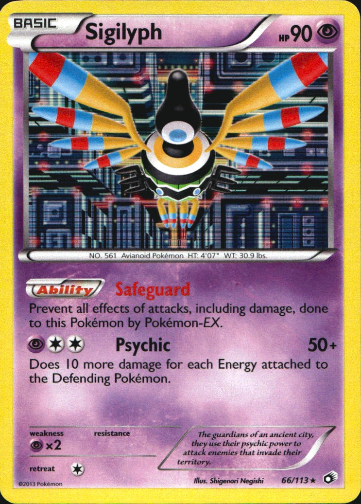 Sigilyph 66/113 Holo Rare Legendary Treasures Pokemon Near Mint