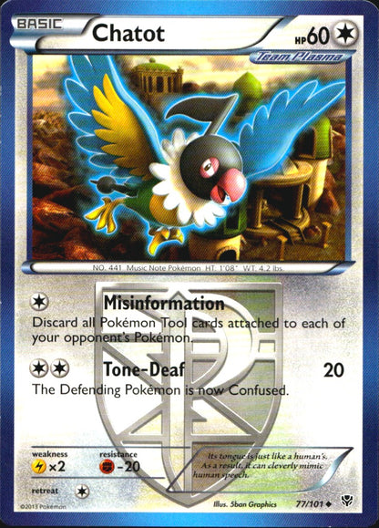 Chatot 77/101 Uncommon Plasma Blast Pokemon Near Mint