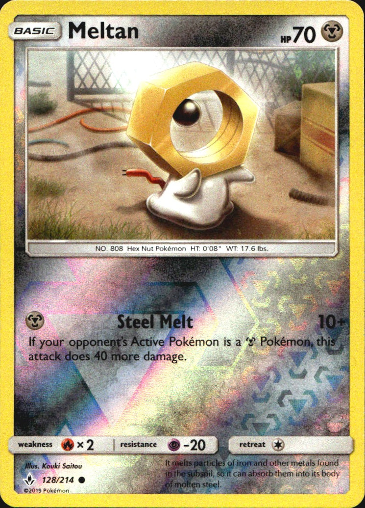 Meltan 128/214 Common Unbroken Bonds Pokemon Reverse Holo Near Mint