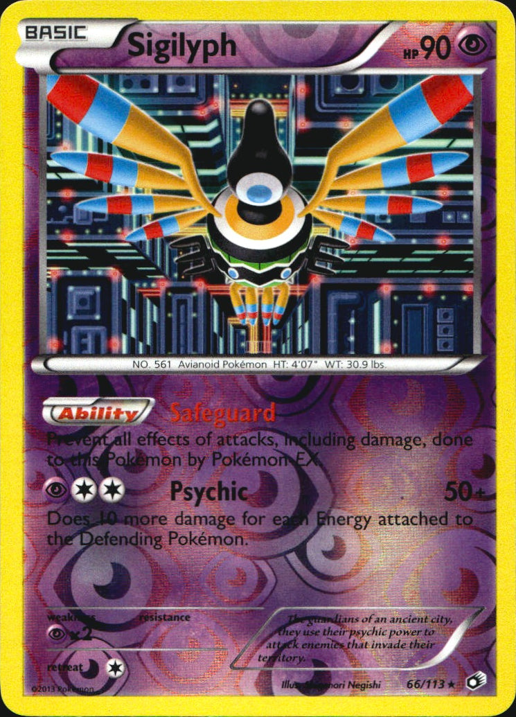 Sigilyph 66/113 Holo Rare Legendary Treasures Pokemon Reverse Holo Near Mint