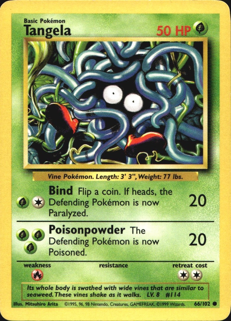 Tangela 66/102 Common Base Set Pokemon Near Mint