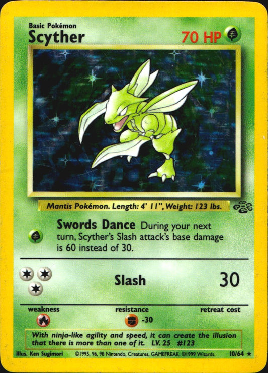 Scyther 10/64 Holo Rare Jungle Pokemon Moderately Played