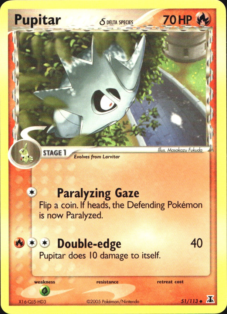 Pupitar 51/113 Uncommon Delta Species Pokemon Near Mint