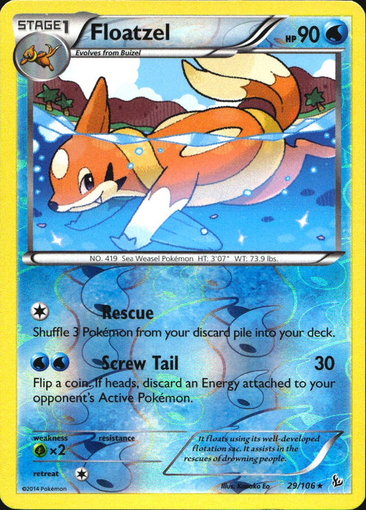Floatzel 29/106 Rare Flashfire Pokemon Reverse Holo Near Mint