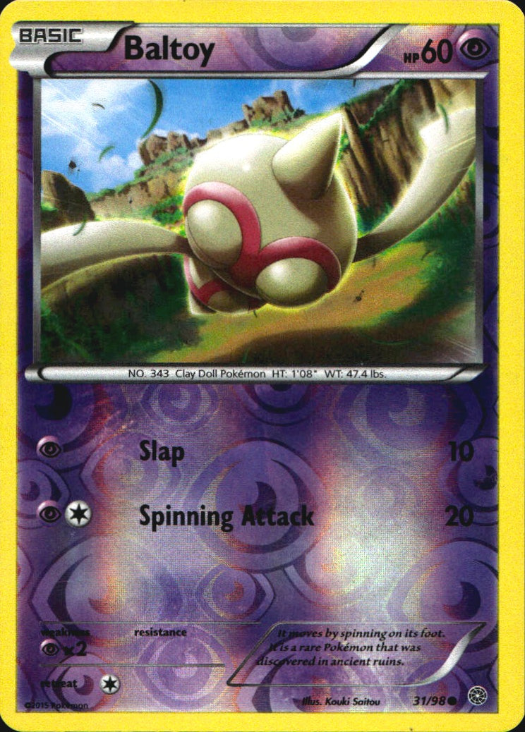 Baltoy 31/98 Common Ancient Origins Pokemon Reverse Holo Near Mint
