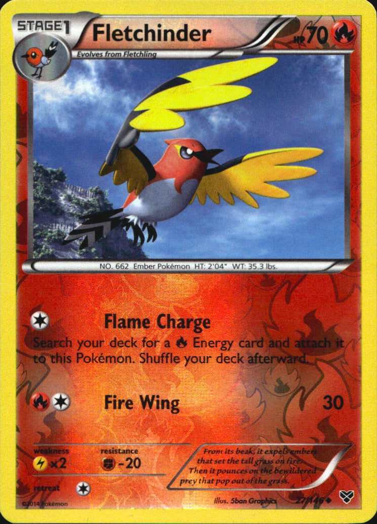Fletchinder 27/146 Uncommon XY Pokemon Reverse Holo Near Mint
