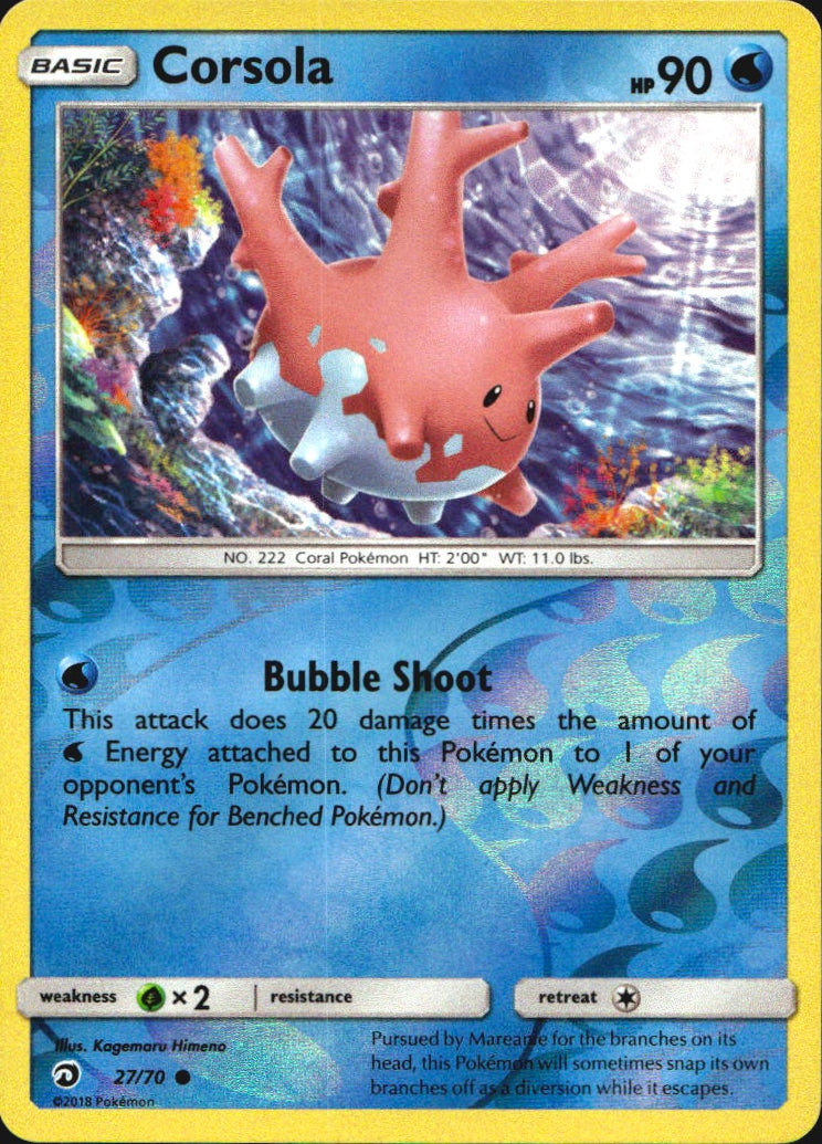 Corsola 27/70 Common Dragon Majesty Pokemon Reverse Holo Near Mint