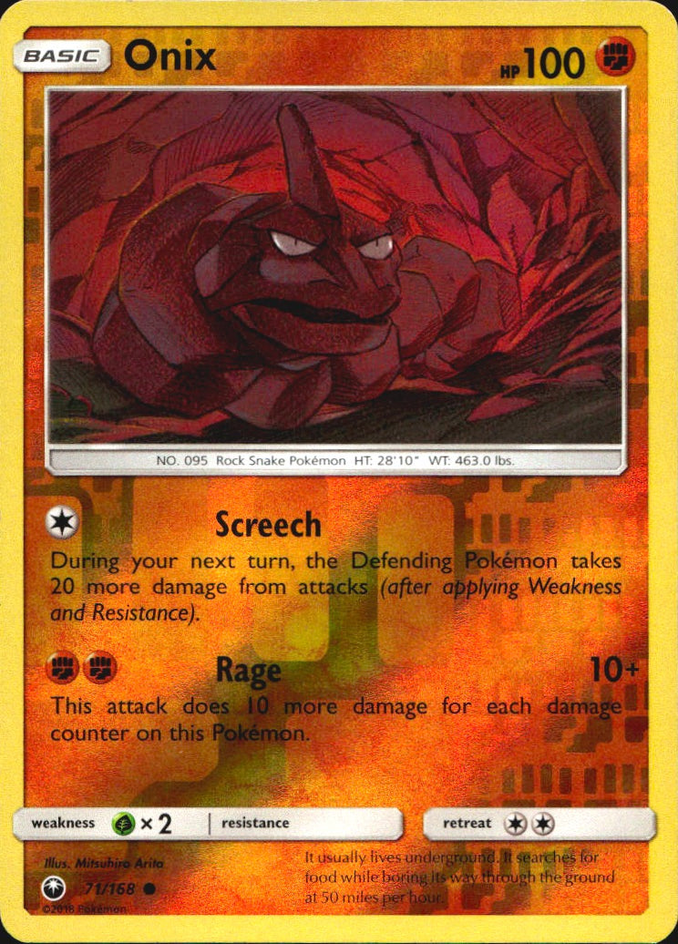 Onix 71/168 Common Celestial Storm Pokemon Reverse Holo Near Mint