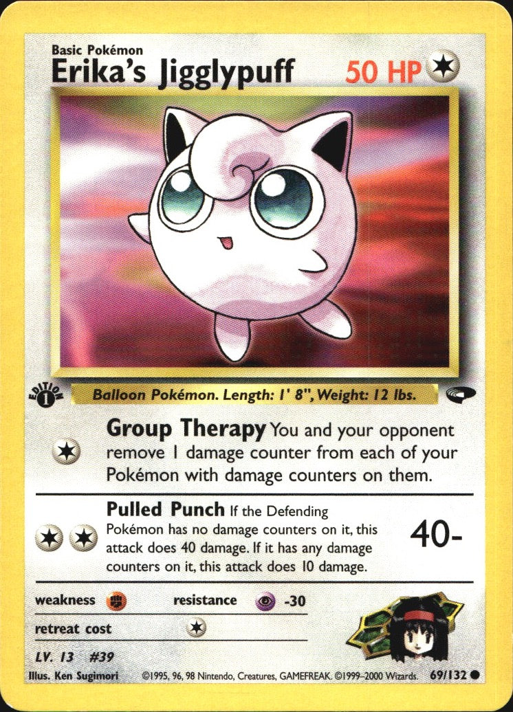 Erika's Jigglypuff 69/132 Common Gym Challenge Pokemon 1st Edition Near Mint