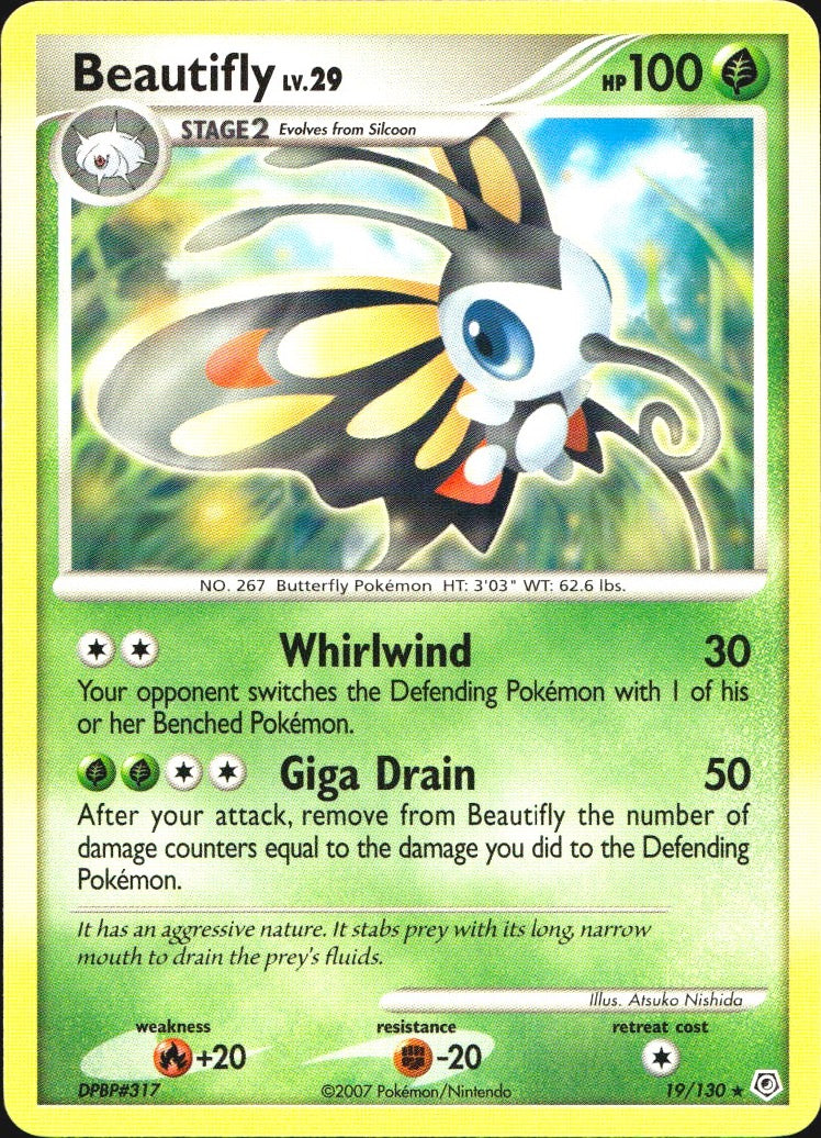 Beautifly 19/130 Rare Diamond & Pearl Pokemon Near Mint