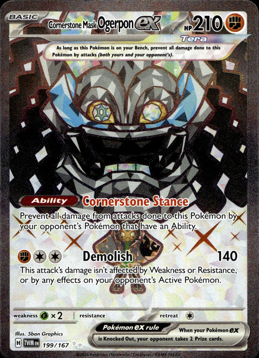 Cornerstone Mask Ogerpon ex 199/167 Ultra Rare Twilight Masquerade Pokemon NM