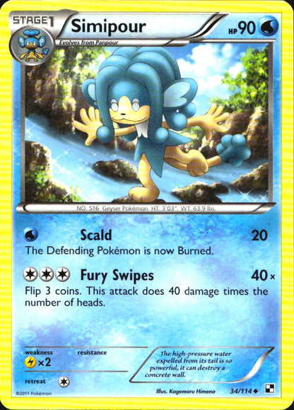 Simipour 34/114 Uncommon Black & White Pokemon Near Mint