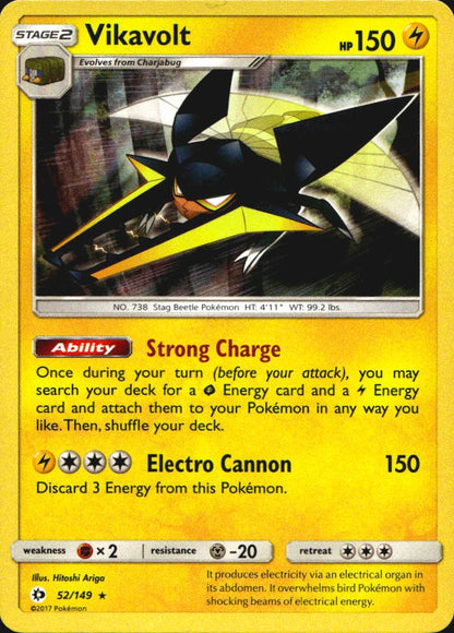 Vikavolt 52/149 Holo Rare Sun & Moon Pokemon Near Mint