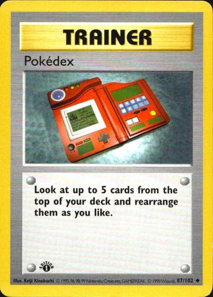 Pokedex 87/102 Uncommon Base Set Shadowless Pokemon 1st Edition Lightly Played