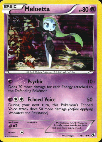 Meloetta 78/113 Holo Rare Legendary Treasures Pokemon Near Mint