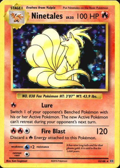 Ninetales 15/108 Holo Rare Evolutions Pokemon Near Mint